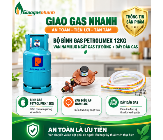 Bộ Bình Bình Gas Petrolimex 12kg