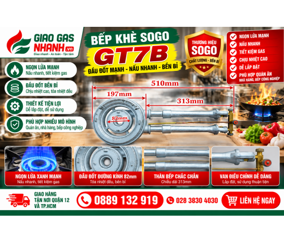 BẾP GAS CÔNG NGHIỆP KHÒ SOGO GT 7B