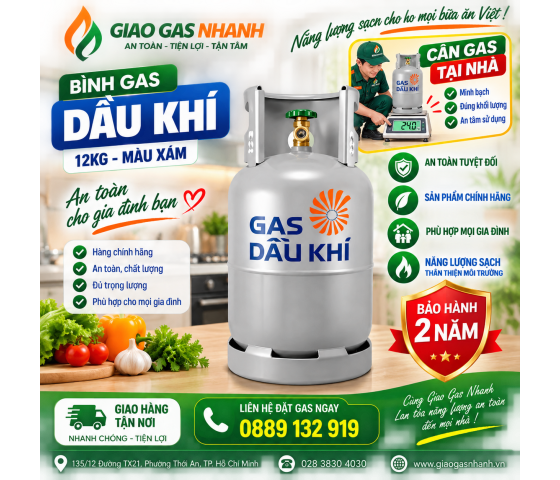 Bình Gas Dầu Khí Xám 12kg