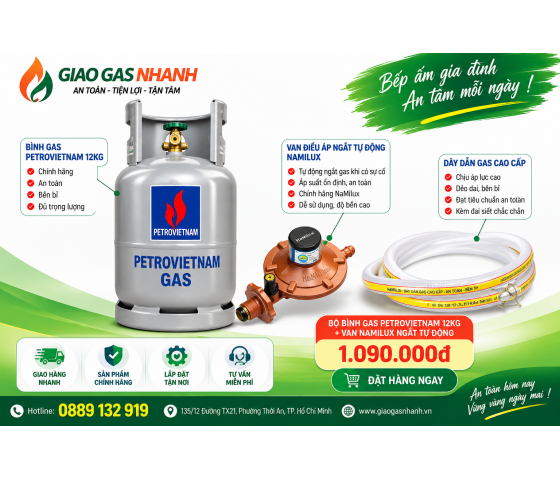 Bộ bình Gas xám 12kg